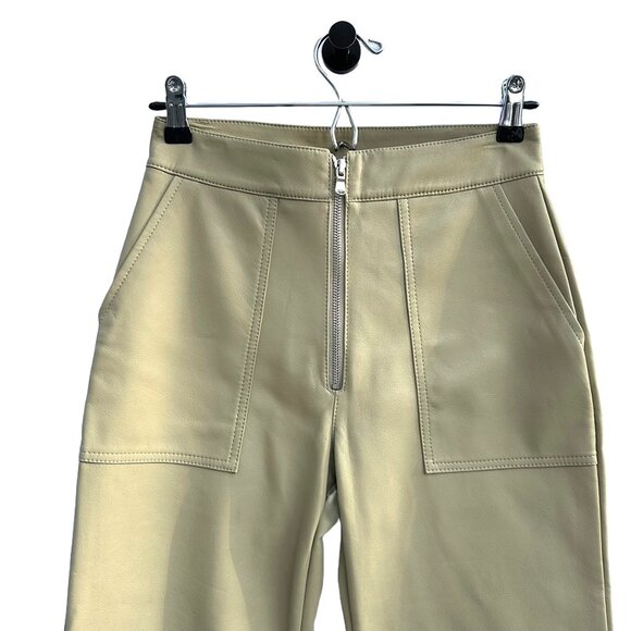 REVOLVE LNA Faux Leather Wide Leg Exposed‎ Zipper Pants - Women's Small - tan - Picture 4 of 9